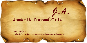 Jambrik Annamária névjegykártya