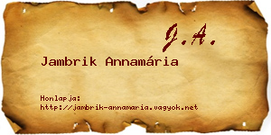 Jambrik Annamária névjegykártya
